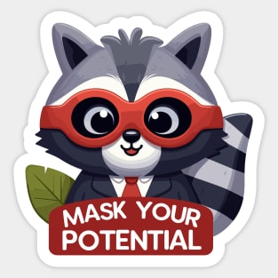 Mask Your Potential: Clever Raccoon Charmer Sticker